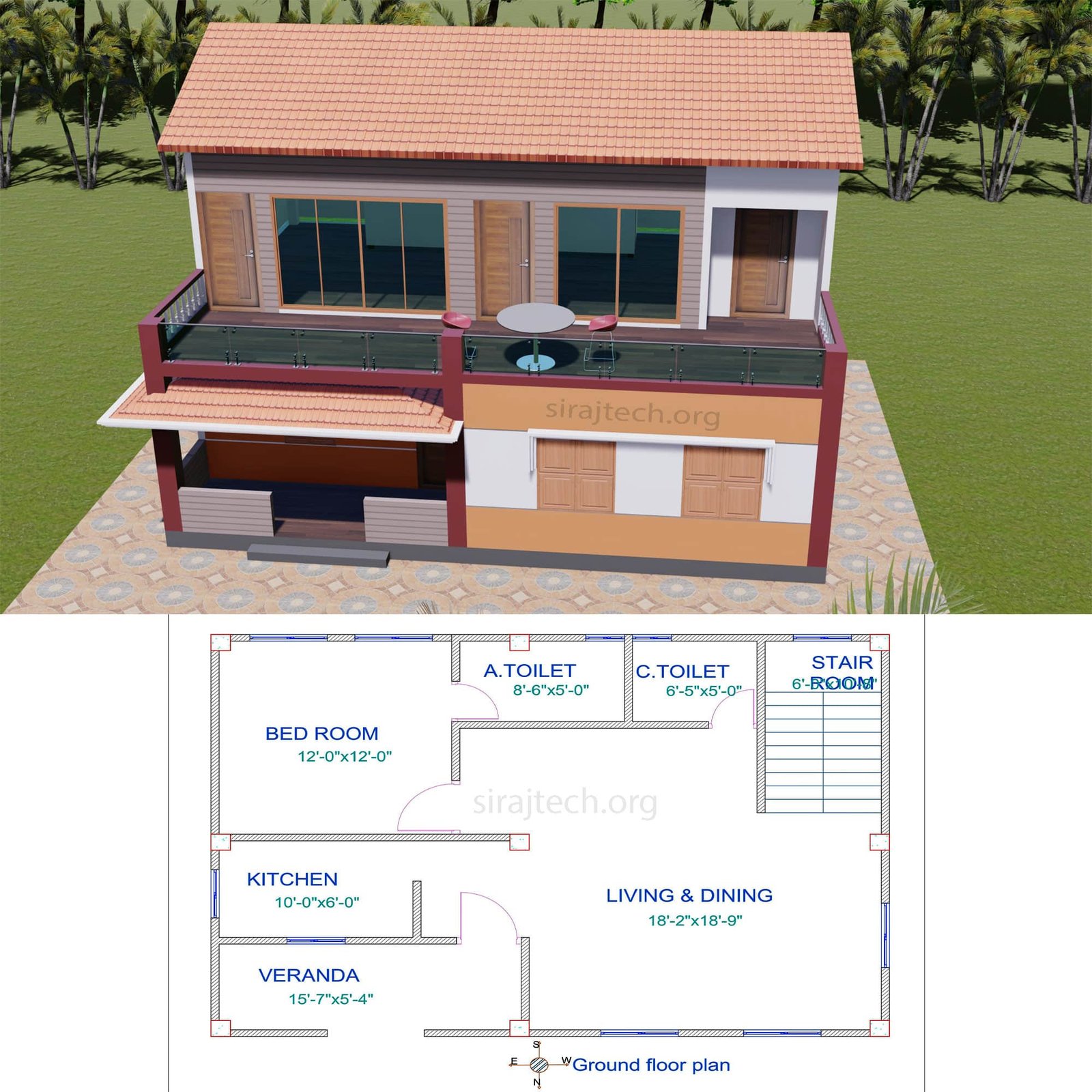 Duplex small house design - কম খরচে ডুপ্লেক্স বাড়ির ডিজাইন 3