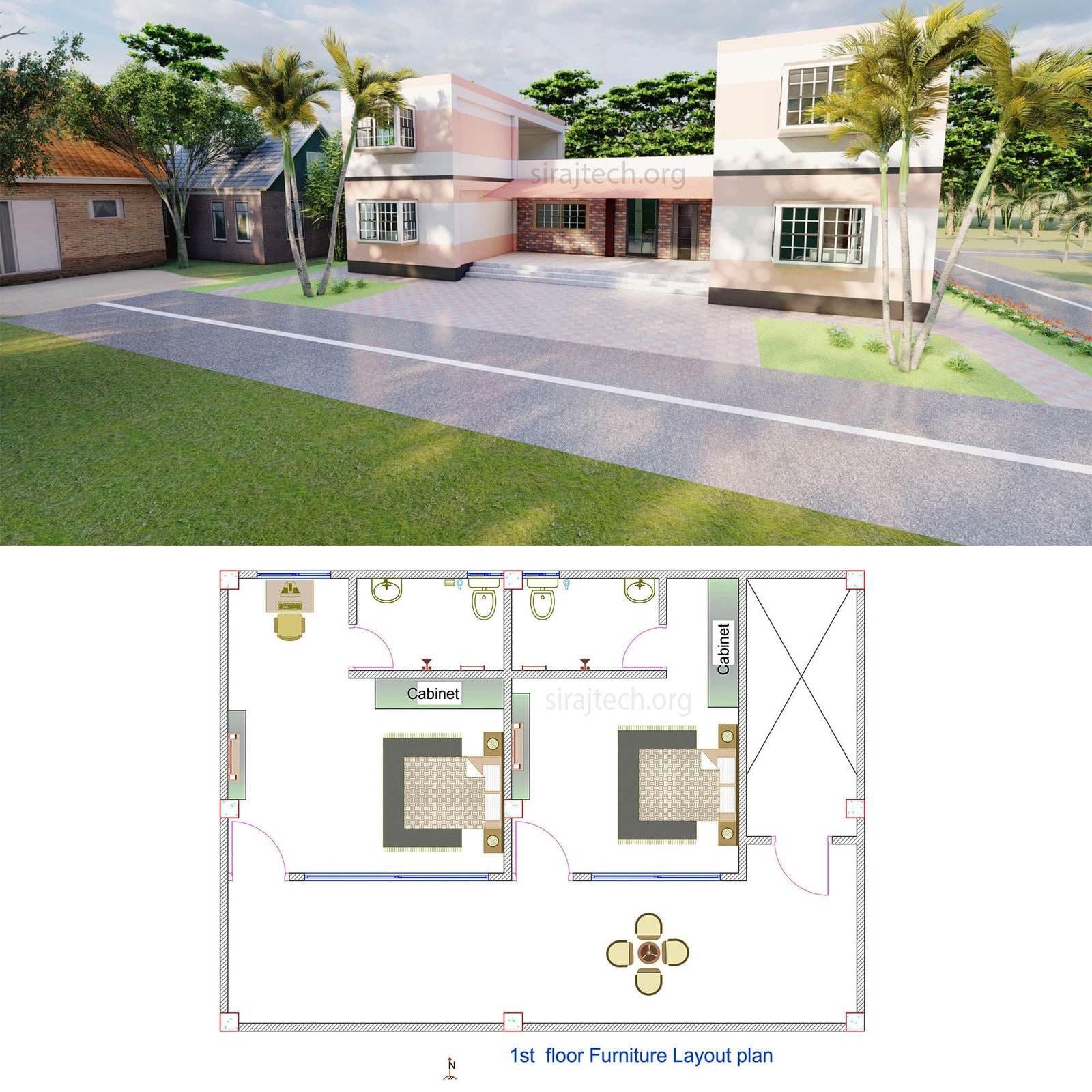 Two story u shaped house plans - 2 তলা বাড়ির ডিজাইন 3