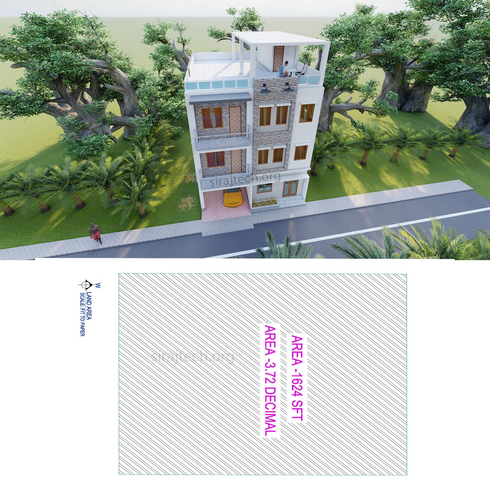 Modern 3 storey house design with rooftop - স্বল্প খরচে বাড়ির ডিজাইন 3