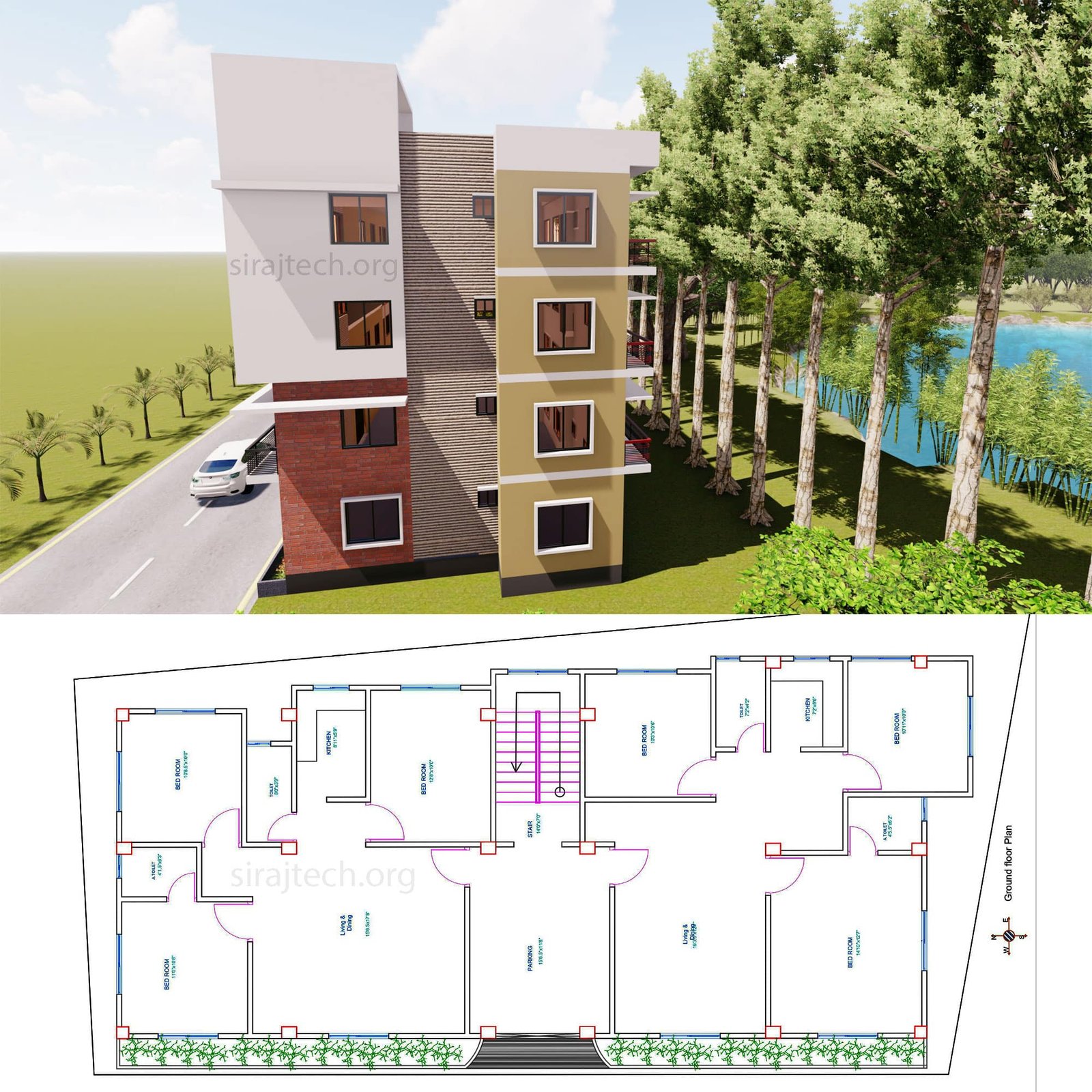 Modern 4 story House Design- ৪ তলা বাড়ির ডিজাইন 3