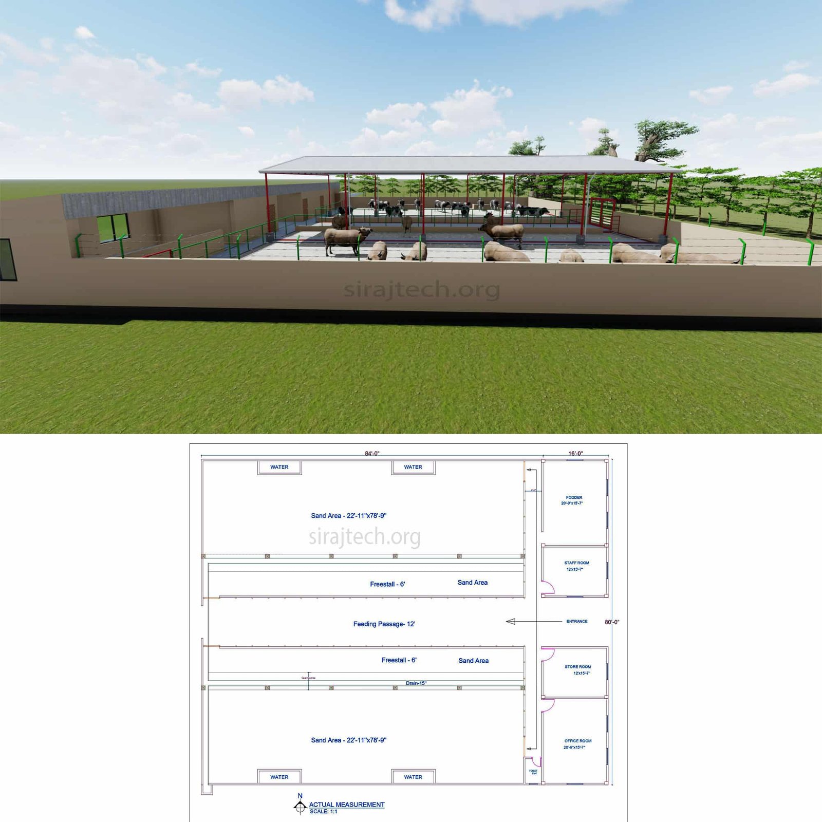 Small dairy farm design - আধুনিক গরুর শেড ডিজাইন 4