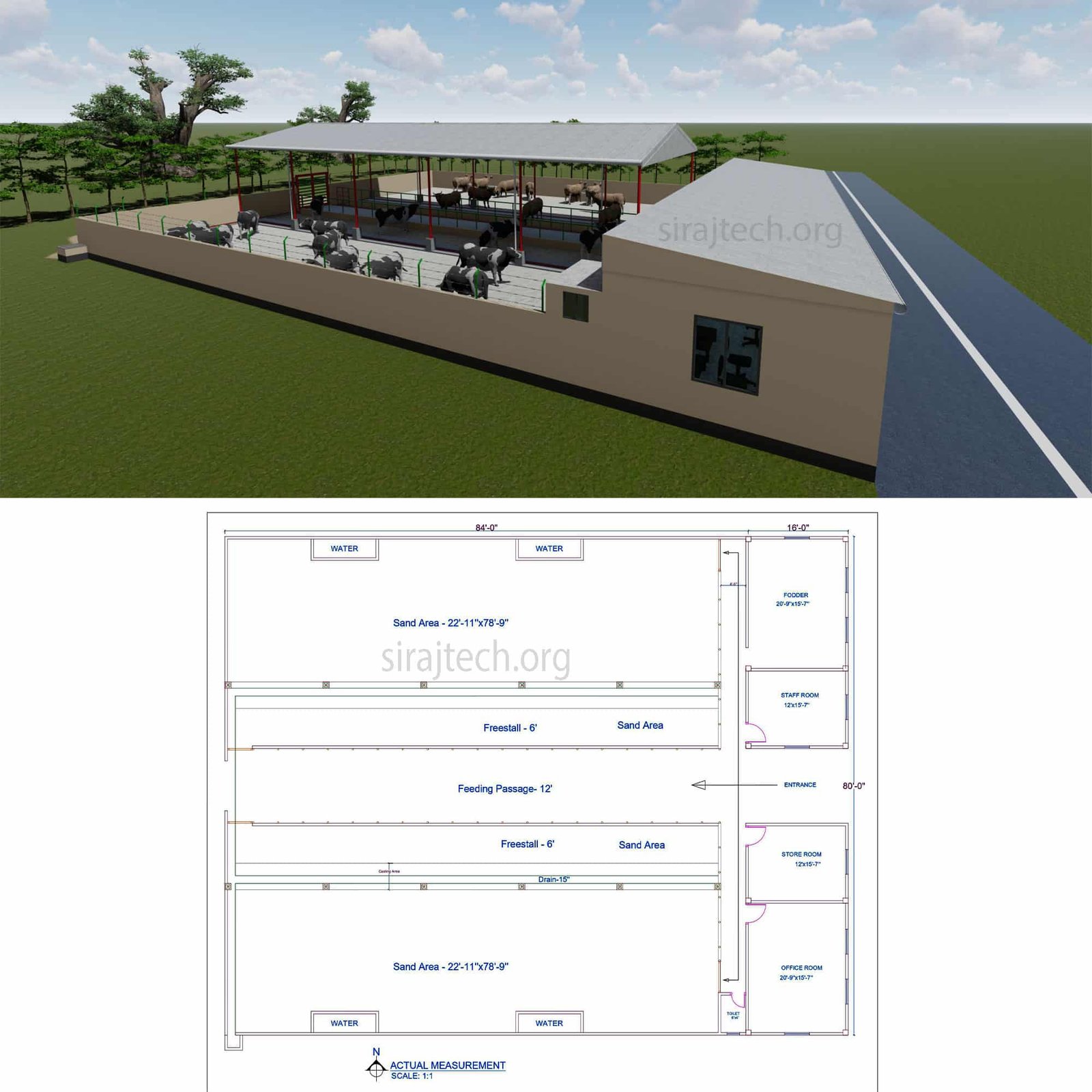 Small dairy farm design - আধুনিক গরুর শেড ডিজাইন 2