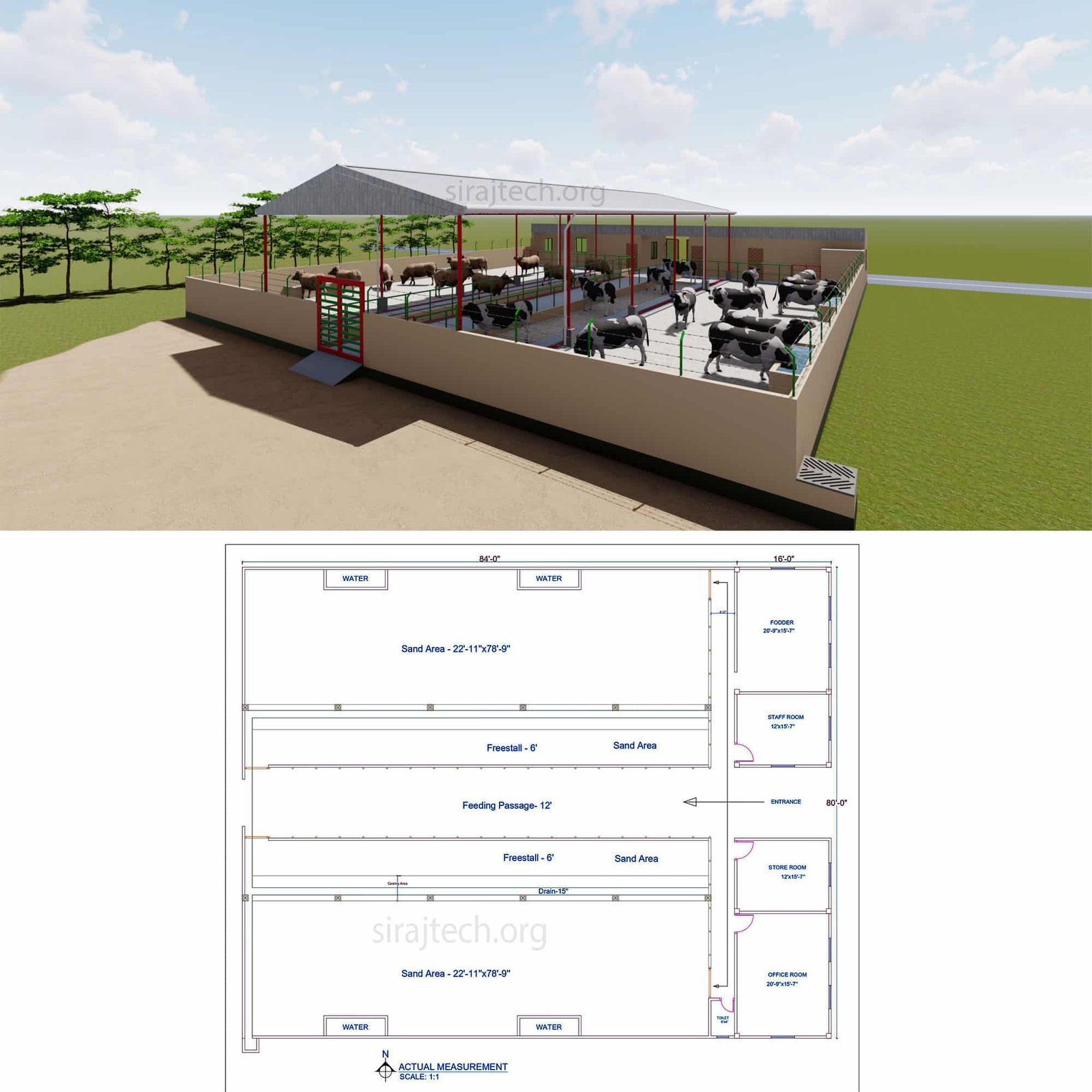 Small dairy farm design - আধুনিক গরুর শেড ডিজাইন 3